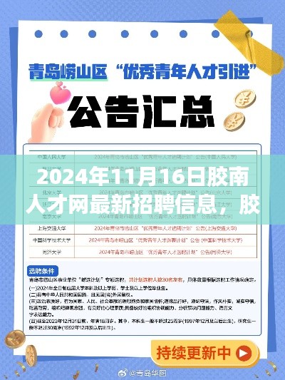 胶南人才网最新招聘信息亮点解析,2024年11月16日概览
